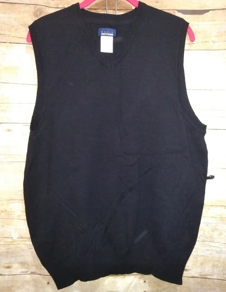 basic editions men's black sweater vest
